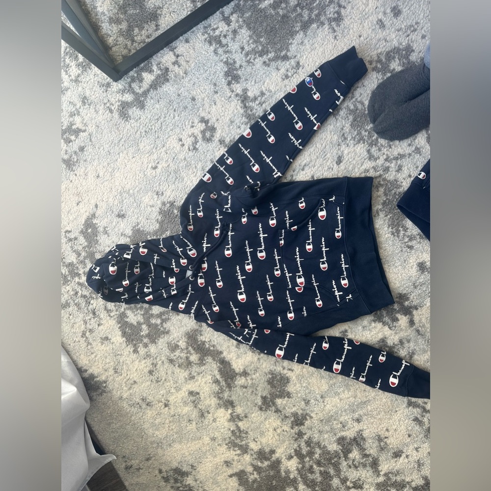 navy blue champion hoodie